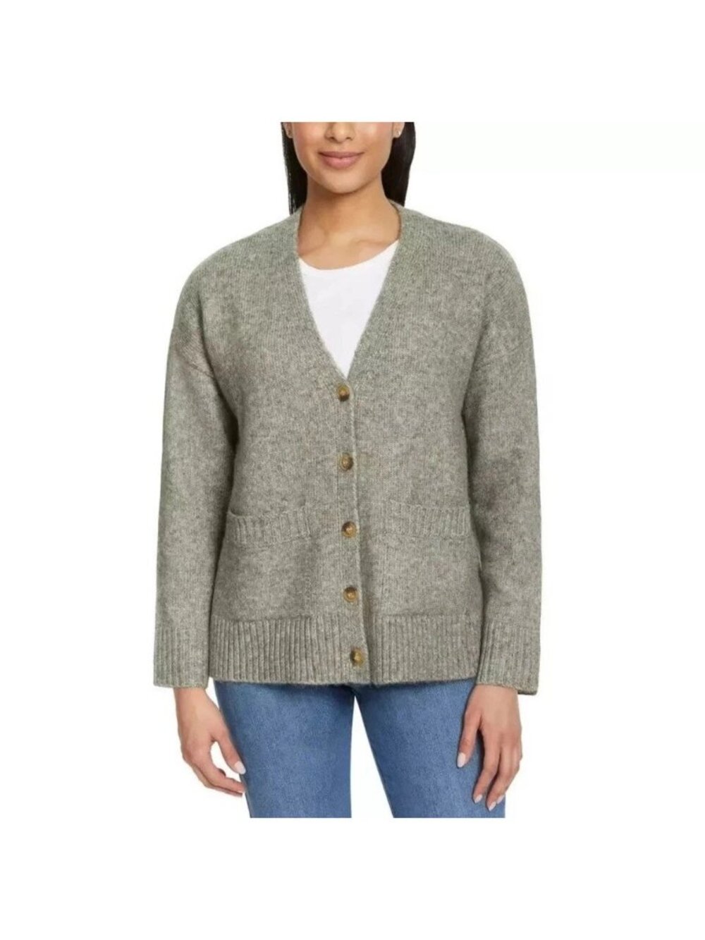 NWT Ella Moss Women's L Green Button Up Cardigan Relaxed Fit